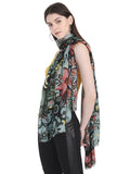 FabSeasons Stylish Green Floral Printed Cotton Scarves For Women