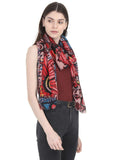 FabSeasons Stylish Red Floral Printed Cotton Scarves For Women