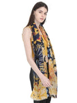 FabSeasons Stylish Yellow Floral Printed Cotton Scarves For Women