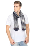 FabSeasons Arrow Printed Navy Cotton Scarves for Winter and Summer