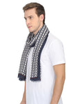 FabSeasons Arrow Printed Navy Cotton Scarves for Winter and Summer