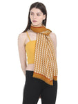 FabSeasons Arrow Printed Yellow Cotton Scarves for Winter and Summer