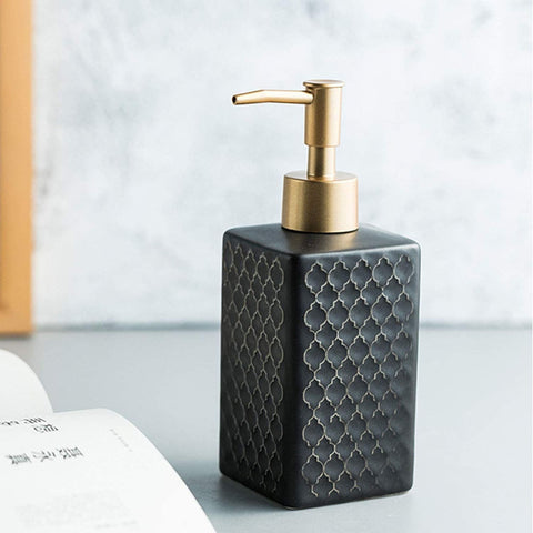 FabSeasons Black Ceramic Soap Dispenser, 360ML