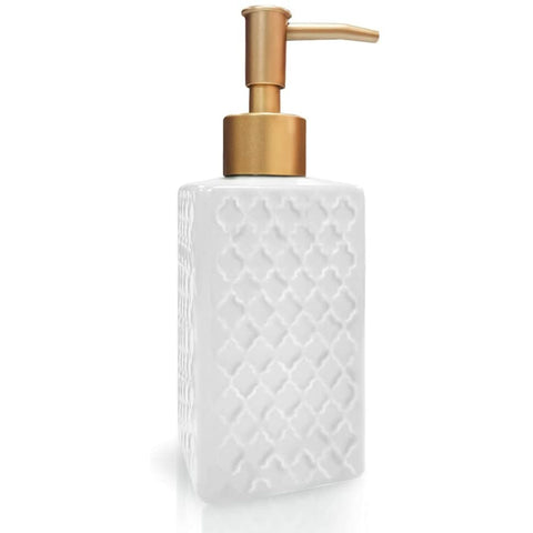 FabSeasons White Ceramic Soap Dispenser, 360ML