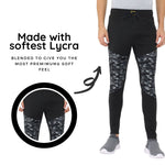 FabSeasons Casual Premium Fashion Black Camouflage Printed Lycra Track Pant for Men