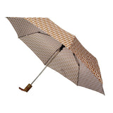 FabSeasons Brown Geometric Printed 3 Fold Fancy Automatic Umbrella