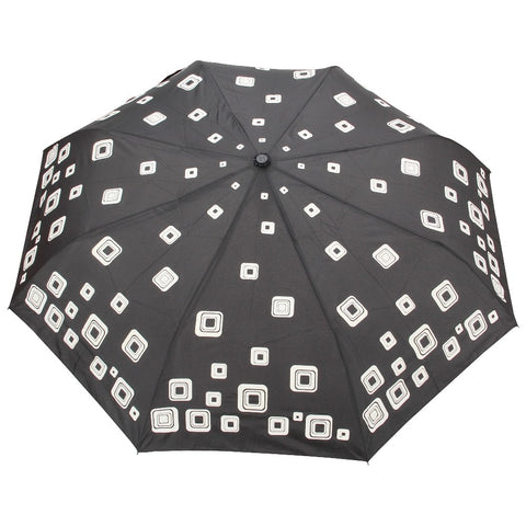 FabSeasons Black Unisex Graphic Printed 3 fold Fancy Automatic Black Umbrella