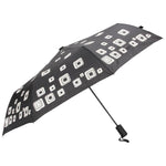 FabSeasons Black Unisex Graphic Printed 3 fold Fancy Automatic Black Umbrella