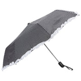 FabSeasons Black Dot Printed with frills 3 fold fancy Automatic Umbrella
