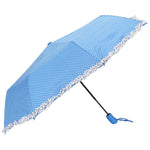 FabSeasons Blue Dot Printed with frills 3 fold fancy Automatic Umbrella