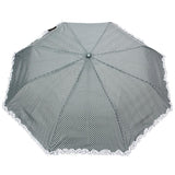 FabSeasons Green Dot Printed with frills 3 fold fancy Automatic Umbrella