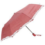FabSeasons Maroon Dot Printed with frills 3 fold fancy Automatic Umbrella