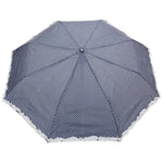 FabSeasons NavyBlue Dot Printed with frills 3 fold fancy Automatic Umbrella