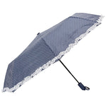 FabSeasons NavyBlue Dot Printed with frills 3 fold fancy Automatic Umbrella