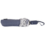 FabSeasons NavyBlue Dot Printed with frills 3 fold fancy Automatic Umbrella