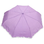 FabSeasons Purple Dot Printed with frills 3 fold fancy Automatic Umbrella