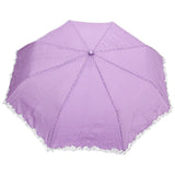 FabSeasons Purple Dot Printed with frills 3 fold fancy Automatic Umbrella