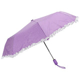 FabSeasons Purple Dot Printed with frills 3 fold fancy Automatic Umbrella
