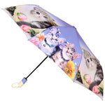 FabSeasons Cute Cats and Kittens Teddy Print 3 fold Beige Umbrella