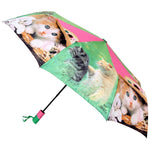 FabSeasons Cute Cats and Kittens Teddy Print 3 fold Green Umbrella
