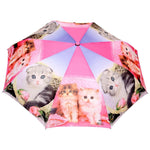 FabSeasons Cute Cats and Kittens Teddy Print 3 fold Pink Umbrella