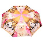 FabSeasons Cute Dogs Teddy Print 3 fold Yellow Umbrella