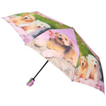 FabSeasons Cute Dogs Teddy Print 3 fold Green Umbrella