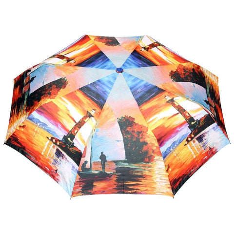 FabSeasons Lake side Digital Printed 3 fold Umbrella