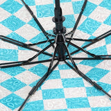 FabSeasons Checkered Blue Checks Printed 3 Fold Semi Automatic Umbrella