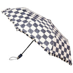 Fabseasons Checkered Grey Checks Printed 3 Fold Semi Umbrella with Frills