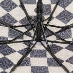 Fabseasons Checkered Grey Checks Printed 3 Fold Semi Umbrella with Frills
