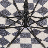 Fabseasons Checkered Grey Checks Printed 3 Fold Semi Umbrella with Frills