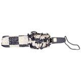 Fabseasons Checkered Grey Checks Printed 3 Fold Semi Umbrella with Frills