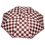 FabSeasons Checkered Maroon Checks Printed 3 Fold Semi Automatic Umbrella