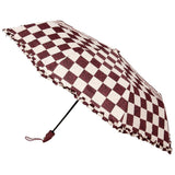 FabSeasons Checkered Maroon Checks Printed 3 Fold Semi Automatic Umbrella