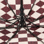 FabSeasons Checkered Maroon Checks Printed 3 Fold Semi Automatic Umbrella