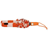 FabSeasons Checkered Orange Checks Printed 3 Fold Semi Umbrella with Frills