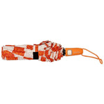 FabSeasons Checkered Orange Checks Printed 3 Fold Semi Umbrella with Frills