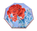 FabSeasons Blue Floral Digital Printed 3 Fold Fancy Manual Umbrella