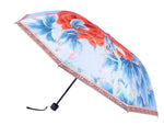 FabSeasons Blue Floral Digital Printed 3 Fold Fancy Manual Umbrella freeshipping - FABSEASONS