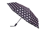FabSeasons Big White Polka Dots Printed Automatic 3 Fold Black Umbrella with frills freeshipping - FABSEASONS