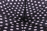 FabSeasons Big White Polka Dots Printed Automatic 3 Fold Black Umbrella with frills