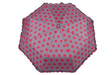 FabSeasons Big Pink Polka Dots Printed Automatic 3 Fold Grey Umbrella with frills