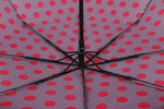 FabSeasons Big Pink Polka Dots Printed Automatic 3 Fold Grey Umbrella with frills