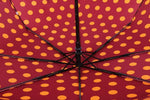 FabSeasons Big Yellow Polka Dots Printed Automatic 3 Fold Maroon Umbrella with frills