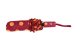 FabSeasons Big Yellow Polka Dots Printed Automatic 3 Fold Maroon Umbrella with frills