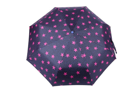 FabSeasons Pink Star Digital Printed Semi Automatic 3 fold Umbrella