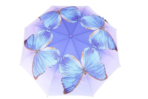 FabSeasons Blue Butterfly Printed 3 fold Umbrella