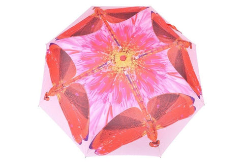 FabSeasons Pink Butterfly Printed 3 fold Umbrella