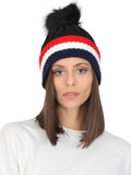 FabSeasons Acrylic Black Woolen Winter skull cap with faux fur lining